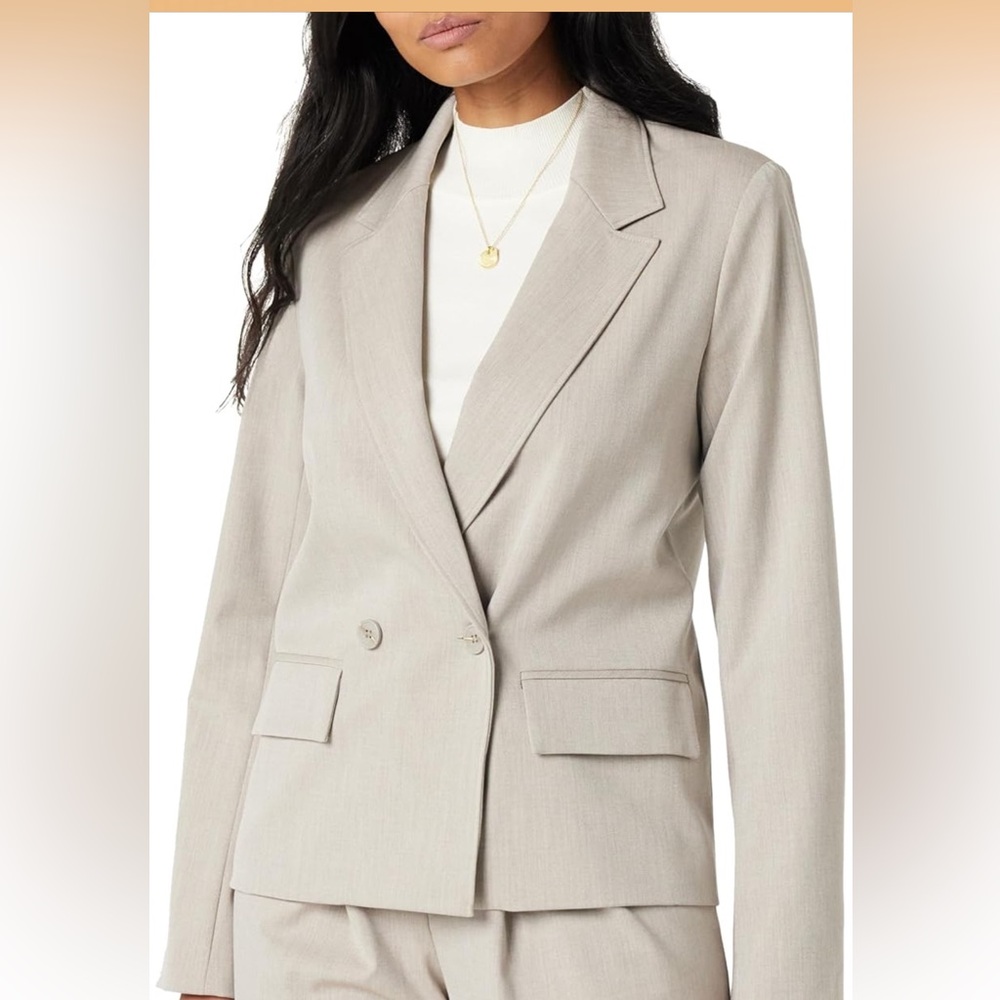 NWT The Drop Liza Relaxed Double Breasted Blazer, Heather Cream, Size M Office - Picture 2 of 10